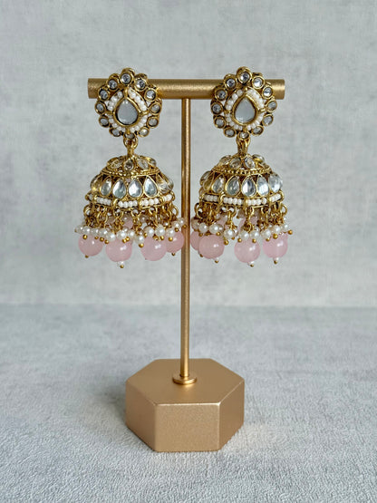 Ayura Designs Iyla Set with Necklace, Earrings & Tikka – Kundan Detailing, Ivory Pearl Drops & Blush Pink Beads