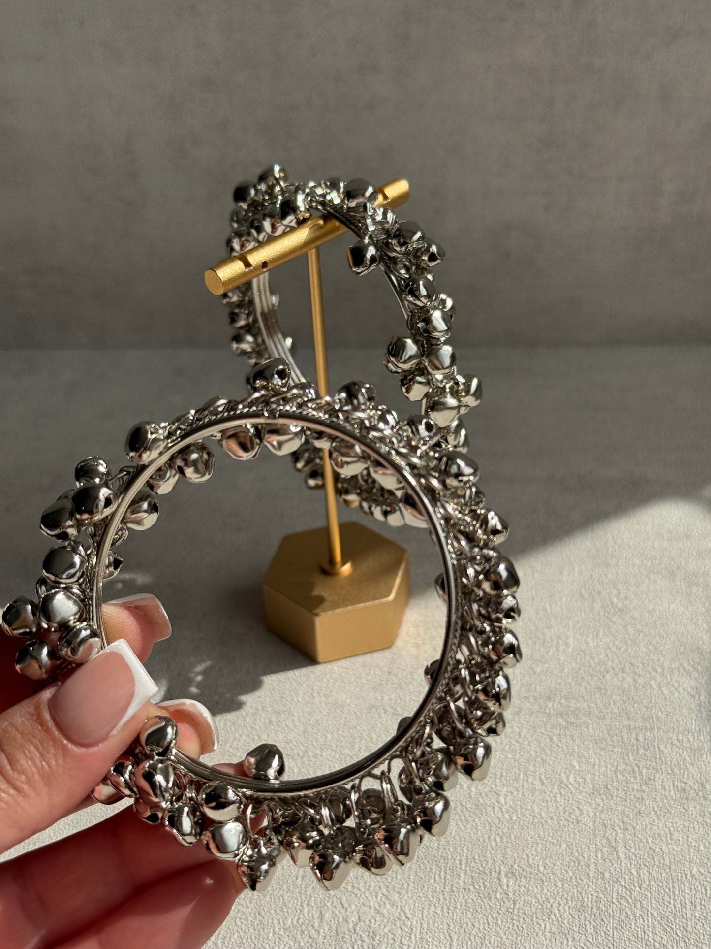 Ayura Designs Taraana Chudiya/Bangles – Set of 2 Silver Bangles with Ghungroo Detailing