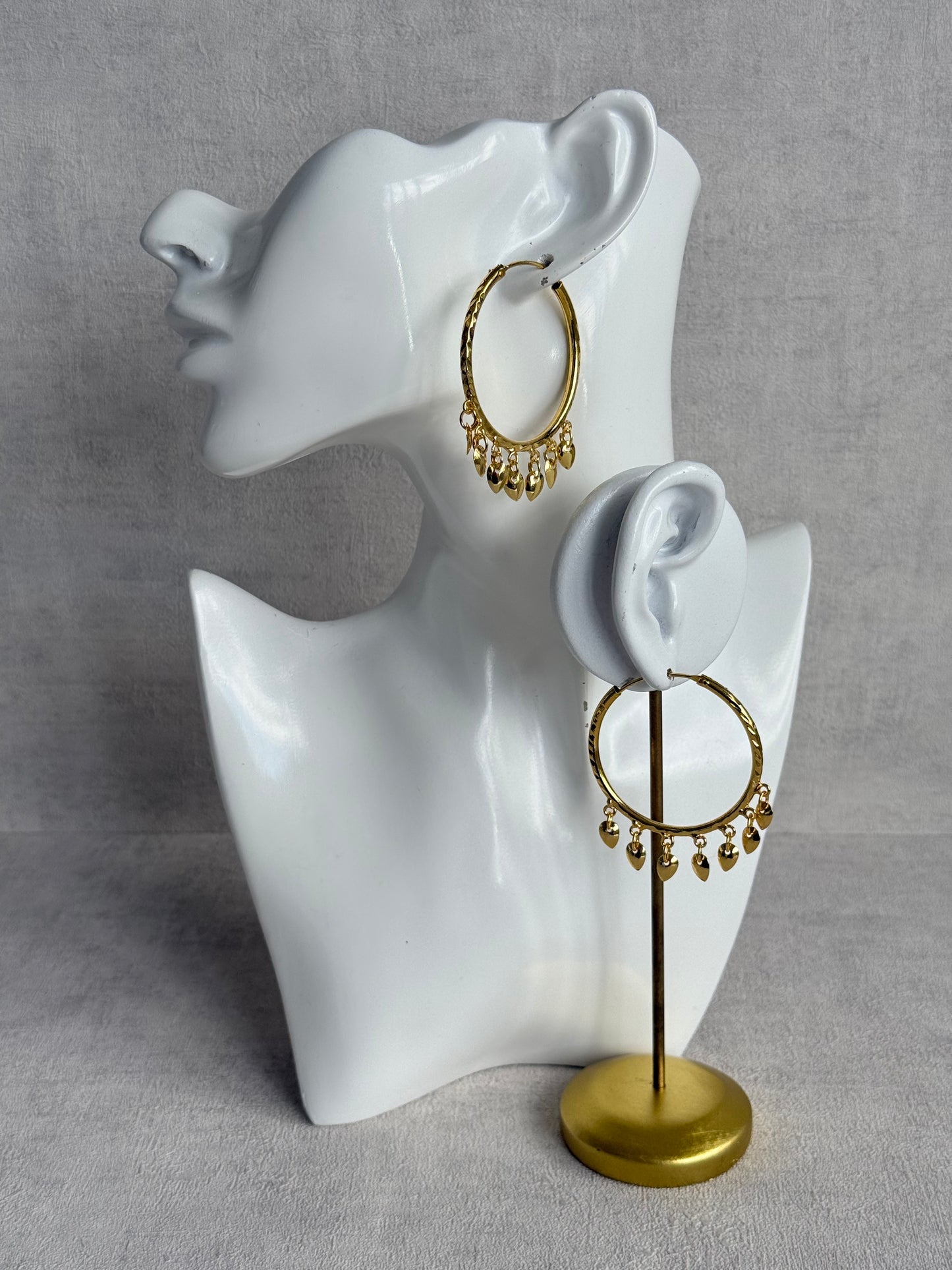 Ayura Designs Virsa Balis – Gold Hoop Earrings with Dangling Leaf Drops