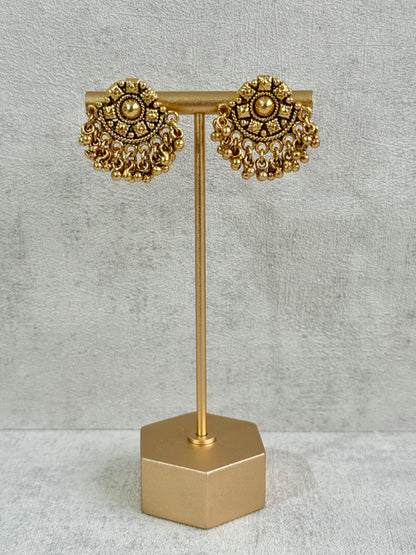 Ayura Designs Ranya Set – Antique Gold Necklace with Stud Earrings & Ghungroo Detailing