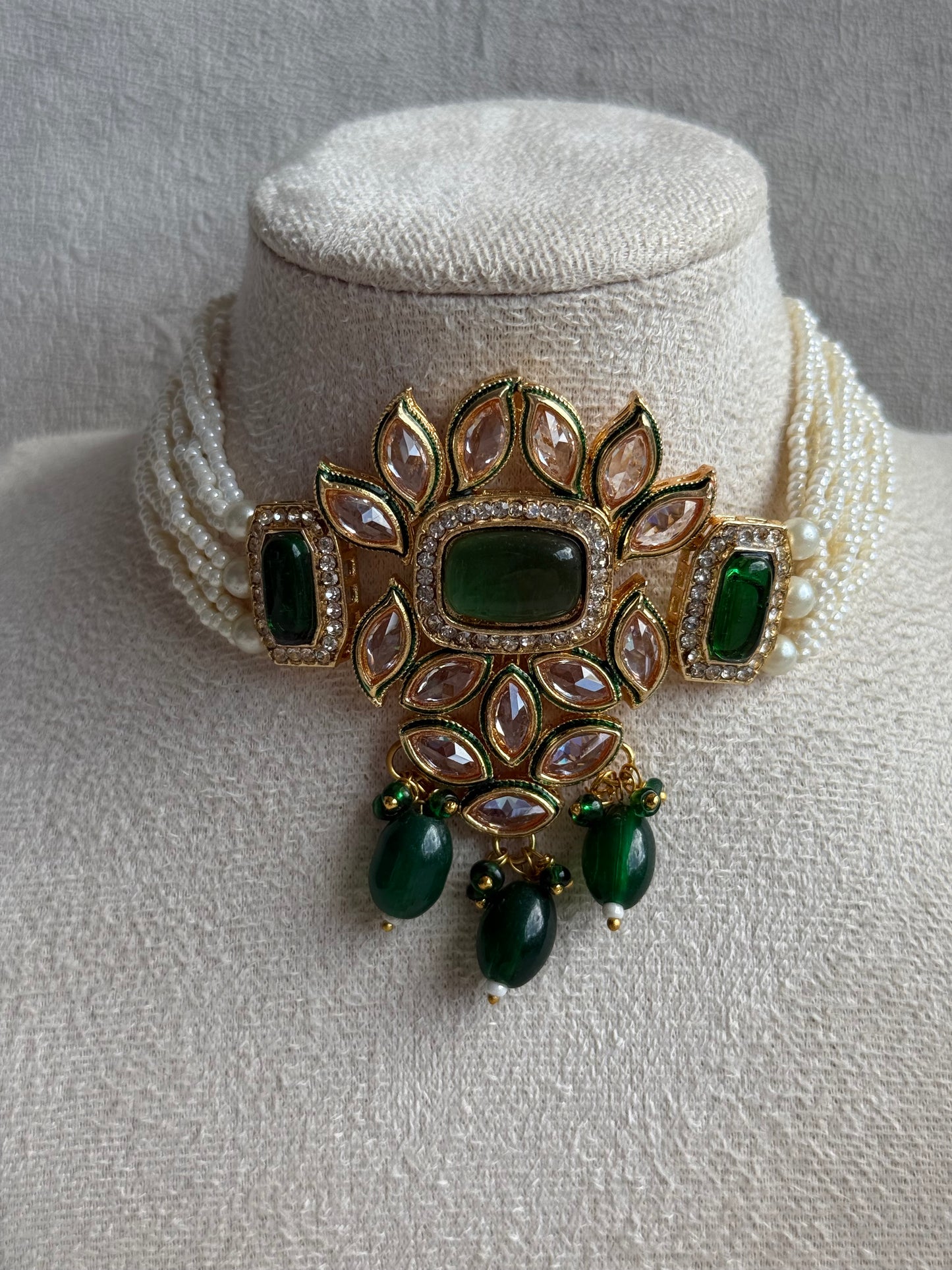 Ayura Designs Raaz Set with Necklace & Earrings – Ink Blue Stones, Kundan Detailing & Antique Gold Finish