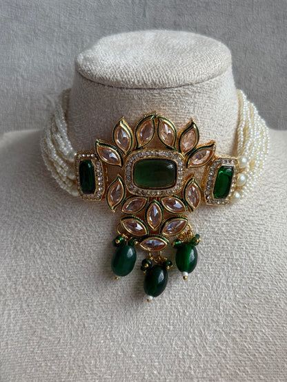 Ayura Designs Raaz Set with Necklace & Earrings – Ink Blue Stones, Kundan Detailing & Antique Gold Finish