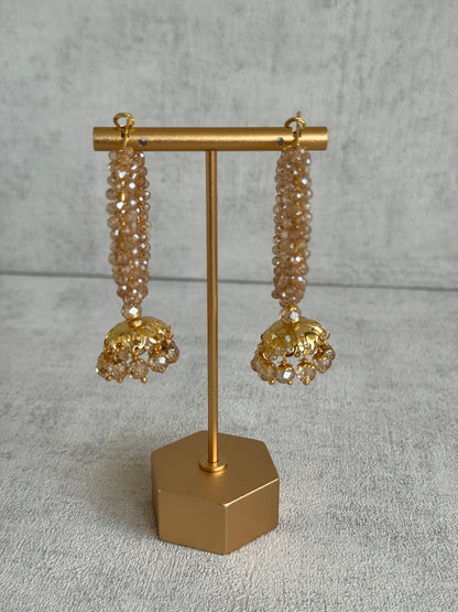 Ayura Designs Tara Balis – Gold Crystal-Wrapped Hoops with Jhumki Drops