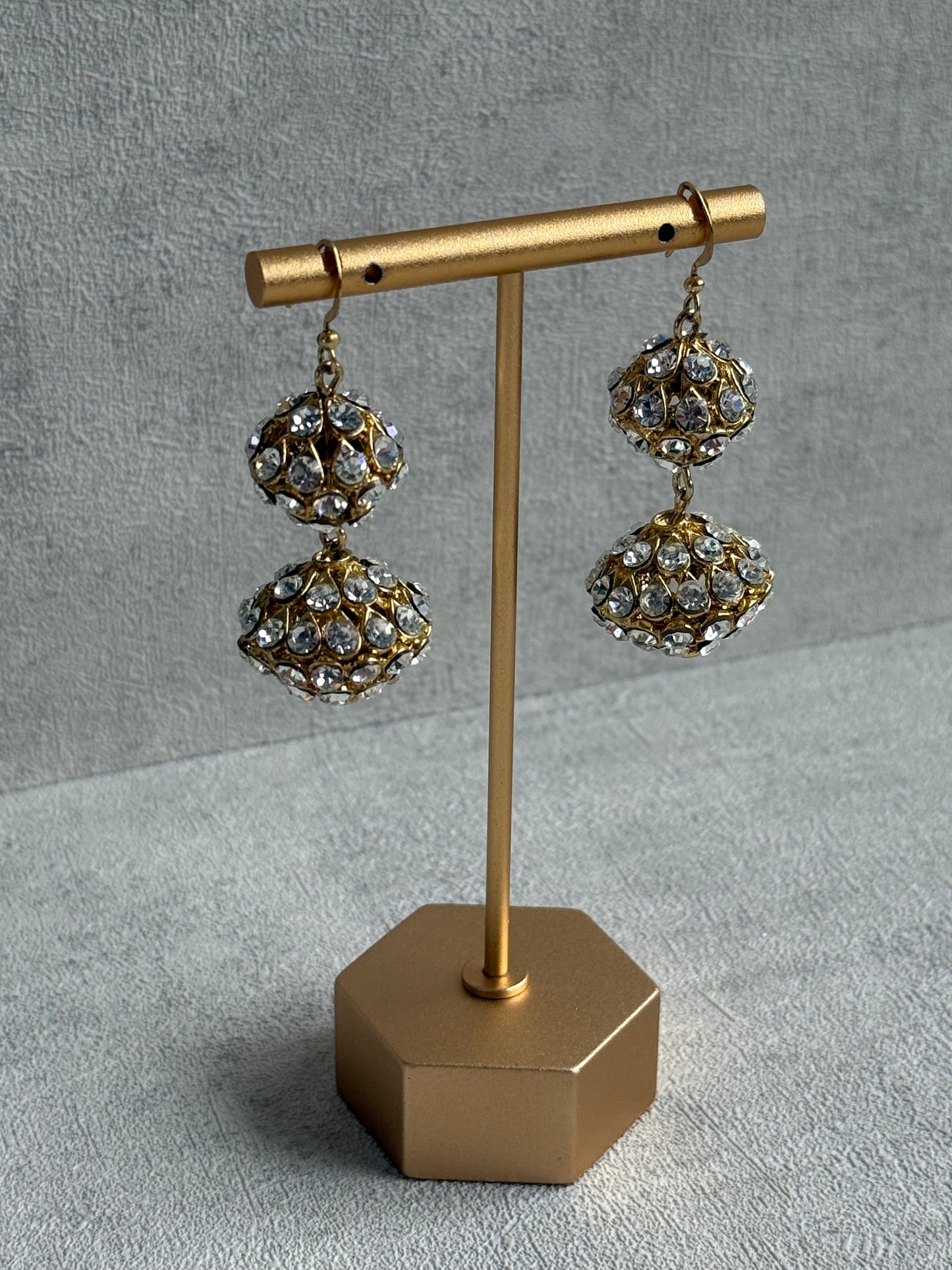 Ayura Designs Anisa Jhumkis – Double Dome Jhumkis with Mirror-Cut Stones & Antique Gold Finish