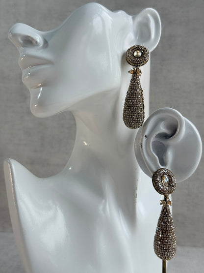 Ayura Designs Paisley Earrings – Champagne Crystal Embellished Teardrop Earrings
