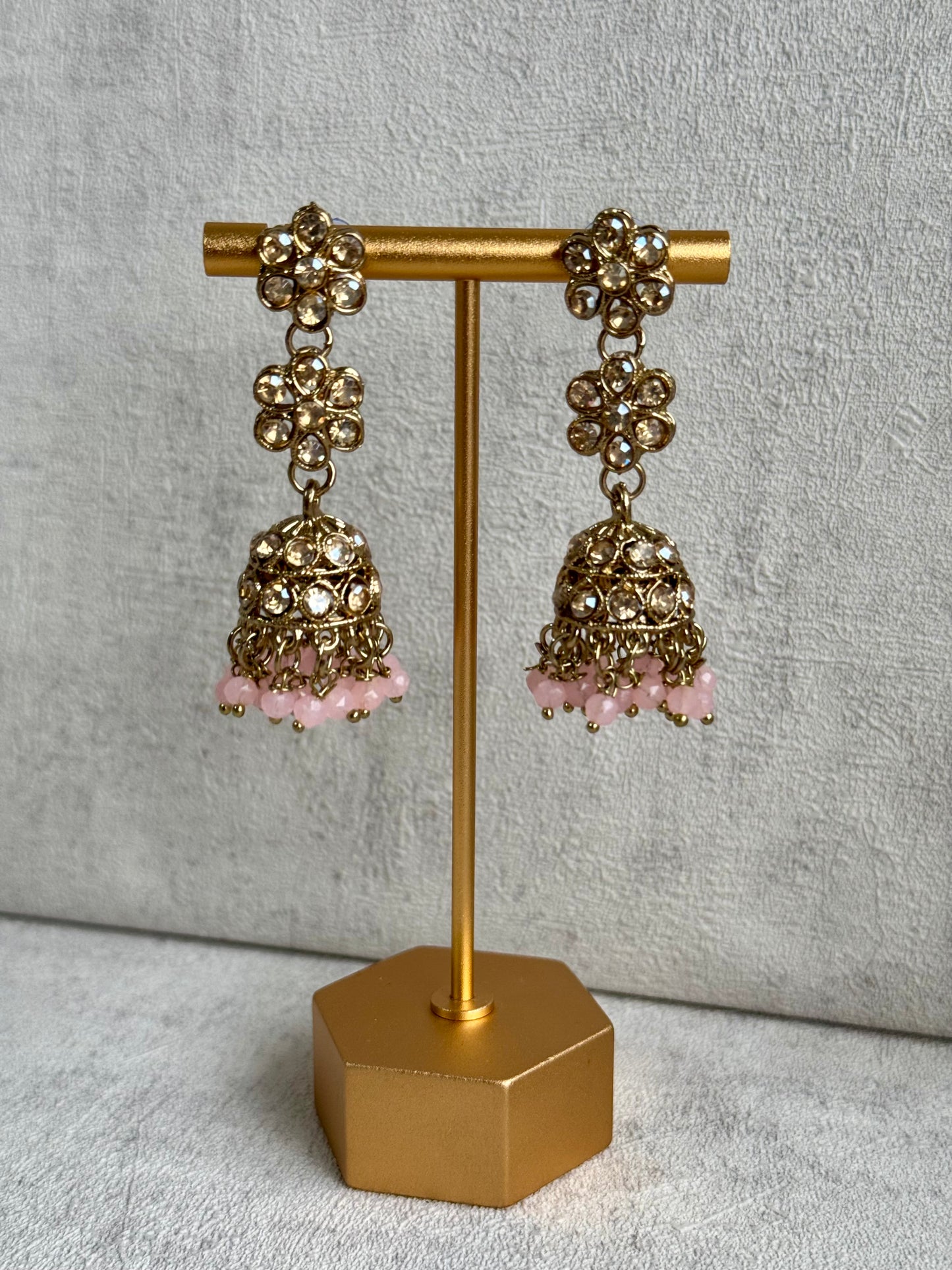 Ayura Designs Asima Set with Jhumkis & Tikka - in Champagne Pink