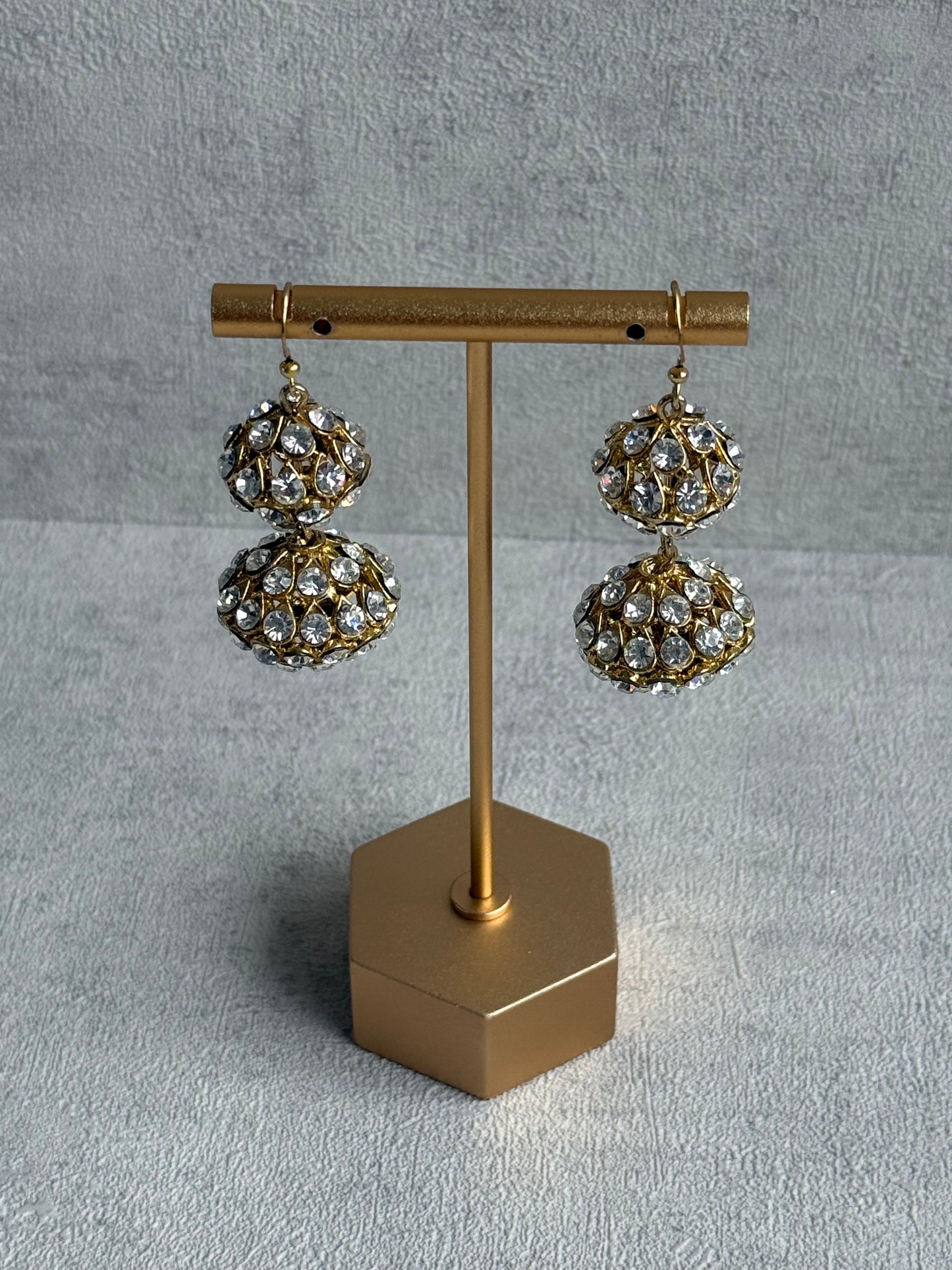 Ayura Designs Anisa Jhumkis – Double Dome Jhumkis with Mirror-Cut Stones & Antique Gold Finish