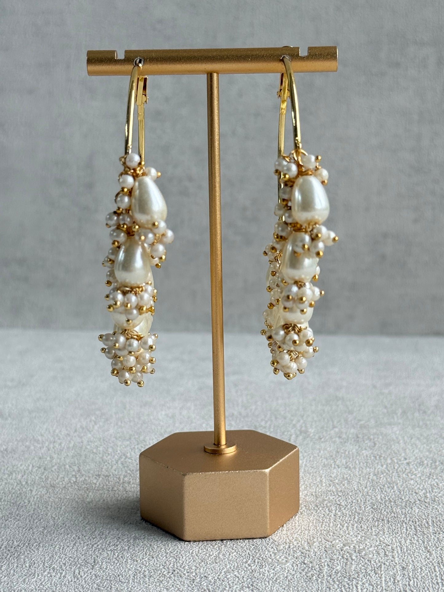 Ayura Designs Mehru Balis – Pearl Drop Balis in Gold Finish