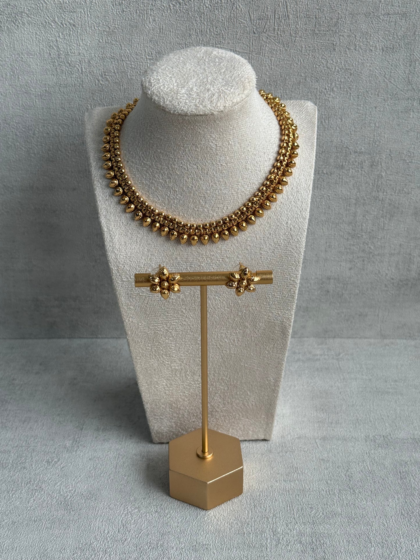 Ayura Designs Riddhi Set – Necklace & Earrings with Gold-Toned Beaded Detailing