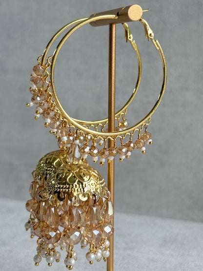 Ayura Designs Surbhi Balis – Champagne Crystals & Pearls in Gold Finish