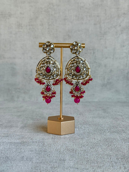Ayura Designs Zarmeen Choker Set with Earrings & Tikka – Mirror-Cut Stones, Antique Gold Finish and Hot Pink Beads