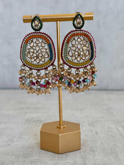 Ayura Designs Geela Earrings – Multicolored Kundan & Pearl Statement Earrings