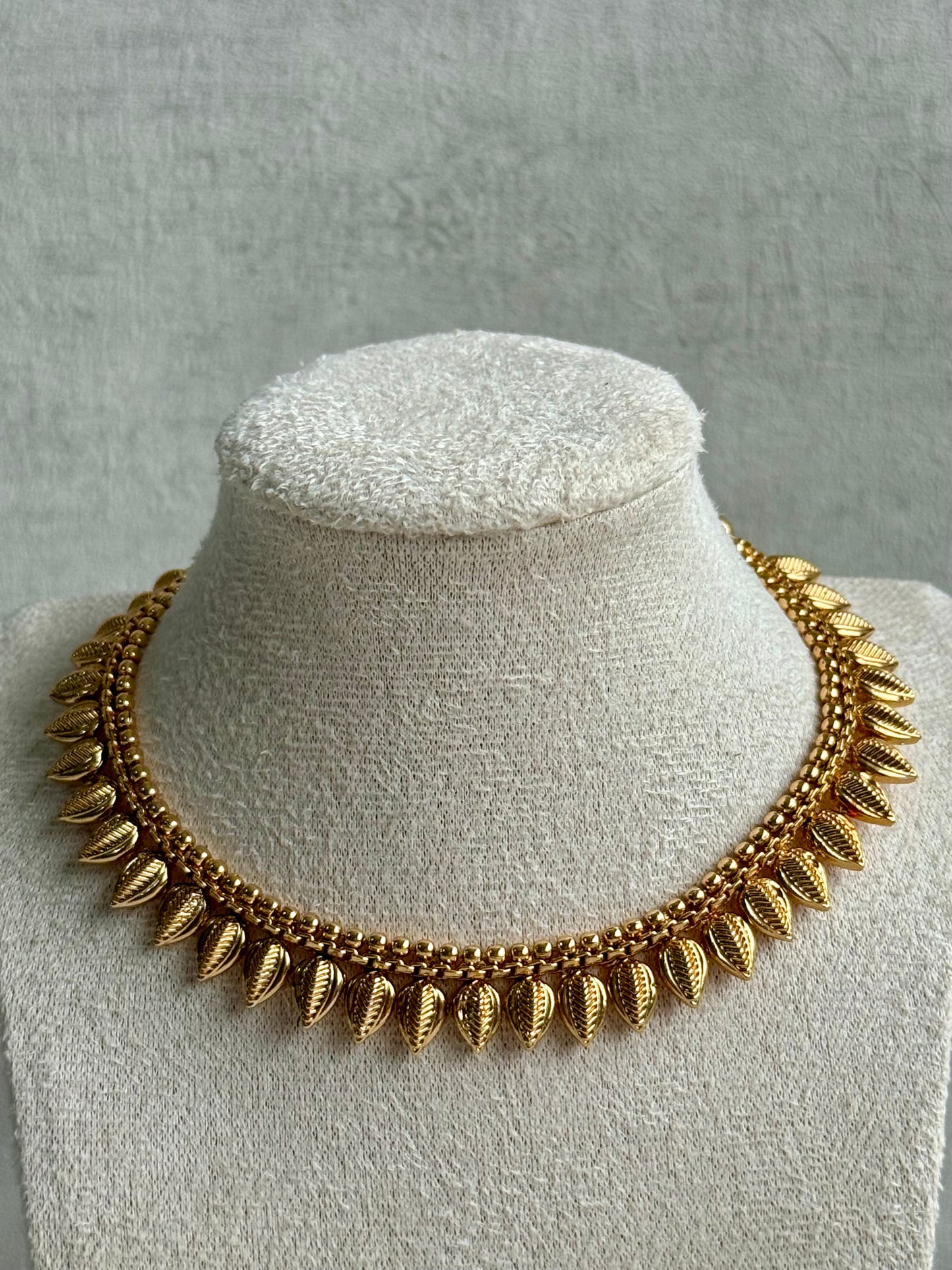 Ayura Designs Hiral Set – Necklace & Earrings with Antique Gold Leaf Motifs