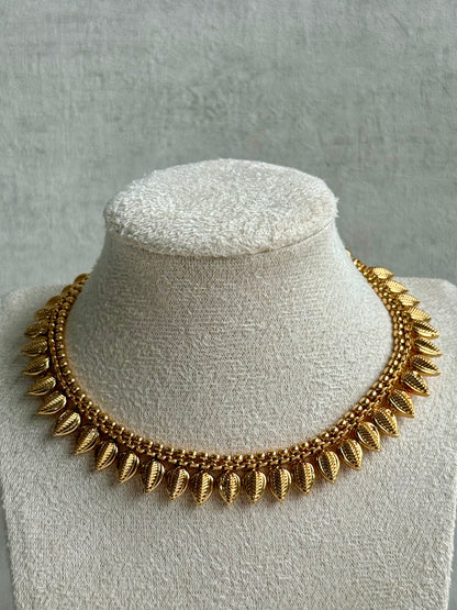 Ayura Designs Hiral Set – Necklace & Earrings with Antique Gold Leaf Motifs
