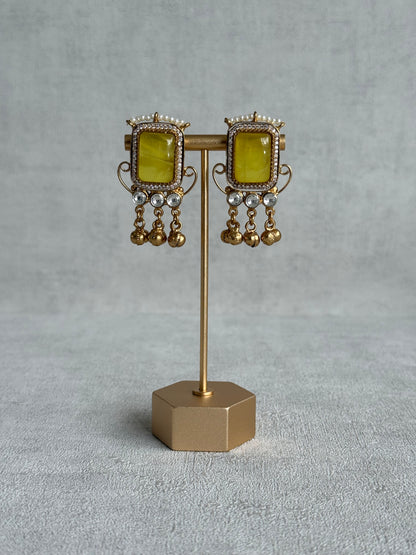 Ayura Designs Aleena Earrings – Marigold Stone Stud Earrings with Pearls & Ghungroo Detailing