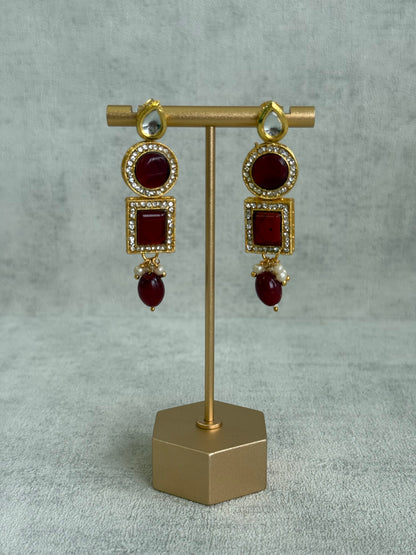 Ayura Designs Ishi Set With Choker, Earrings & Tikka – Kundan Stones With Deep Maroon Beads