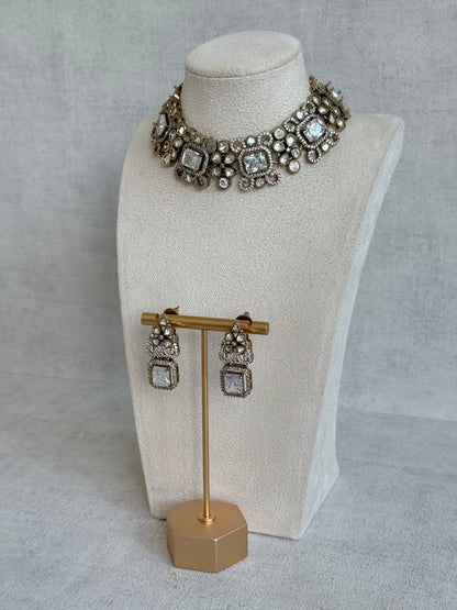 Ayura Designs Celine Set with Earrings – Moissanite Crystal Statement Set