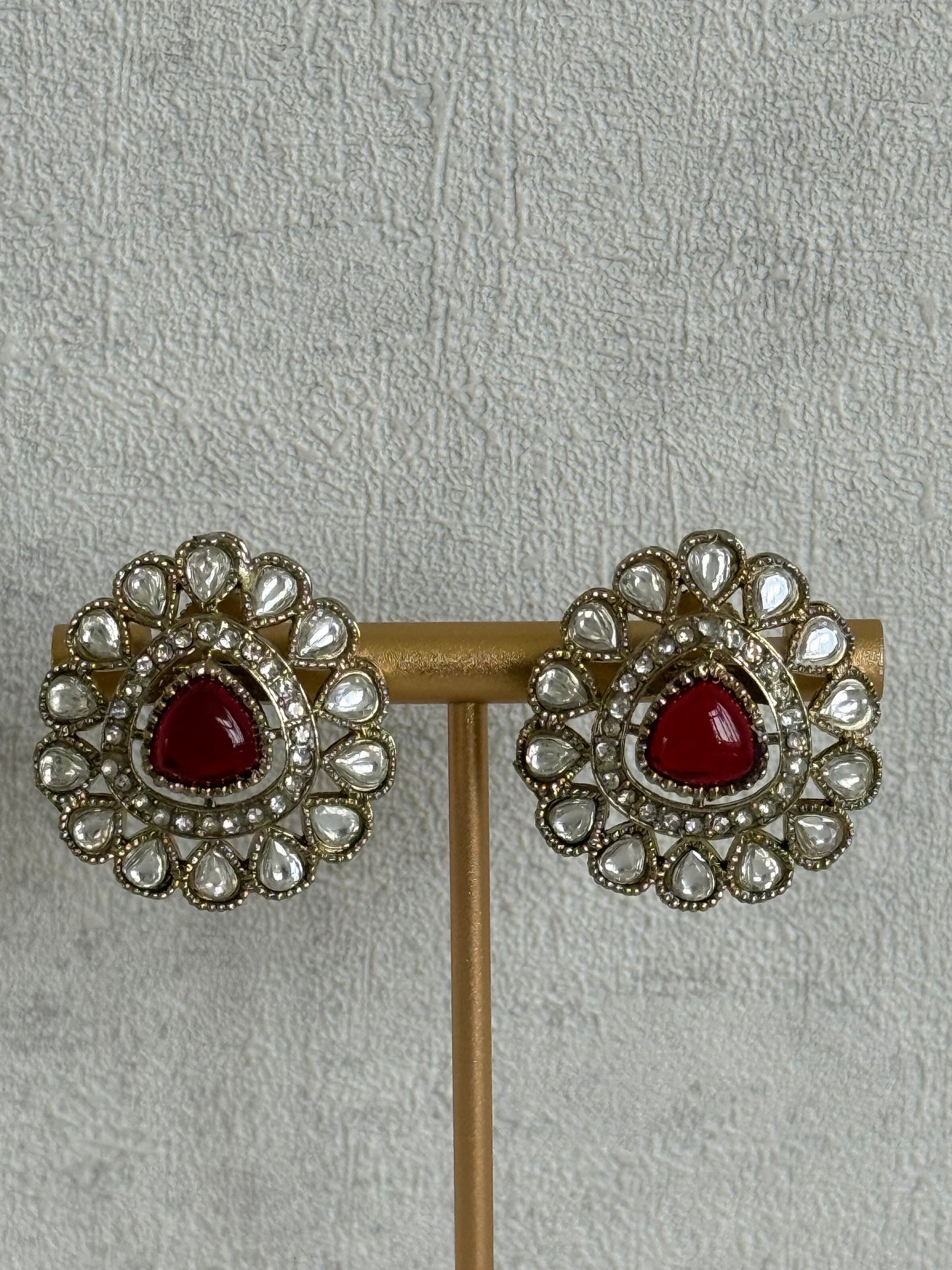 Ayura Designs Ivy Necklace Set with Studs & Tikka – Ruby Red Kundan Detailing