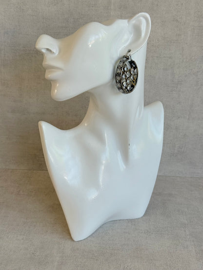 Ayura Designs Nureh Earrings – Dual Tone Floral Hoop Earrings with Crystal Stones & Cutwork Detailing
