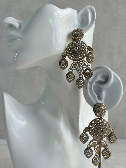Ayura Designs Vanika Earrings – Champagne Crystal Gold Finish