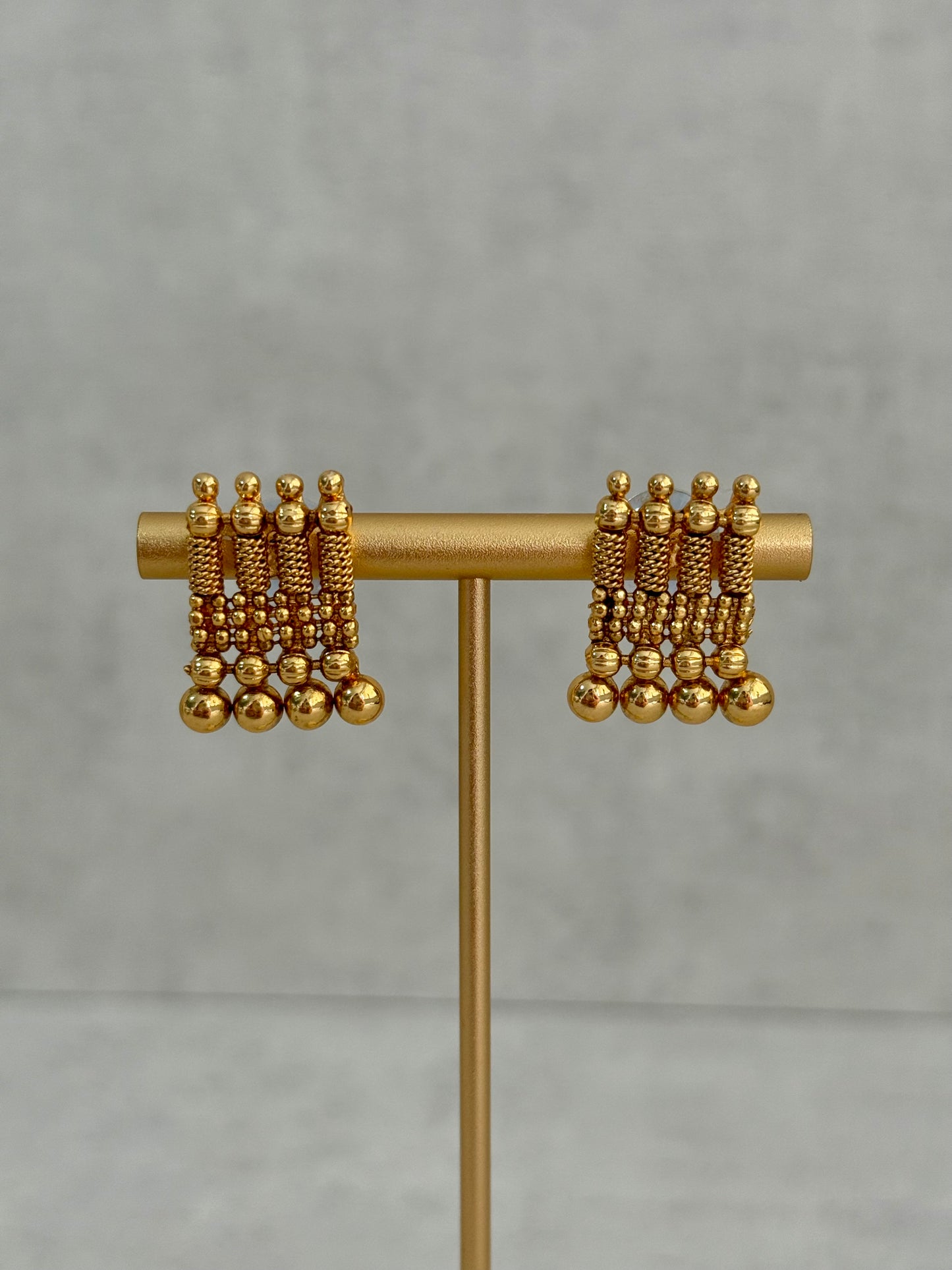 Ayura Designs Lavanya Set with Necklace & Earrings – Matte Antique Gold Beaded Design