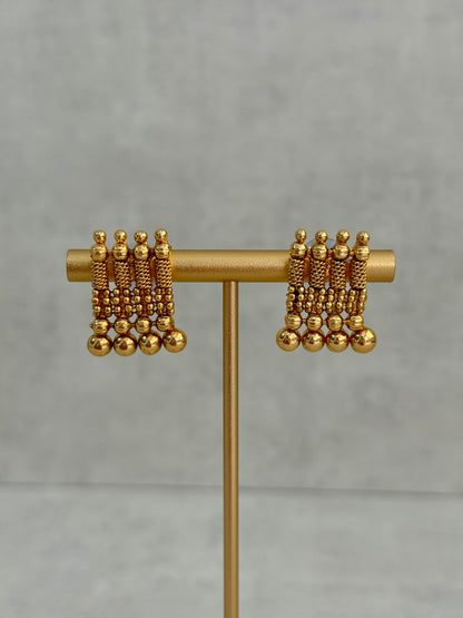 Ayura Designs Lavanya Set with Necklace & Earrings – Matte Antique Gold Beaded Design