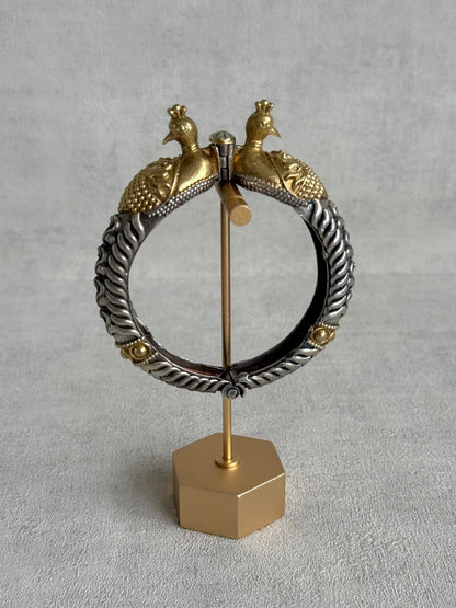 Ayura Designs Aayra Peacock Kangan Bracelet – Dual Tone Twin Peacock Design with Bird Motif Detailing