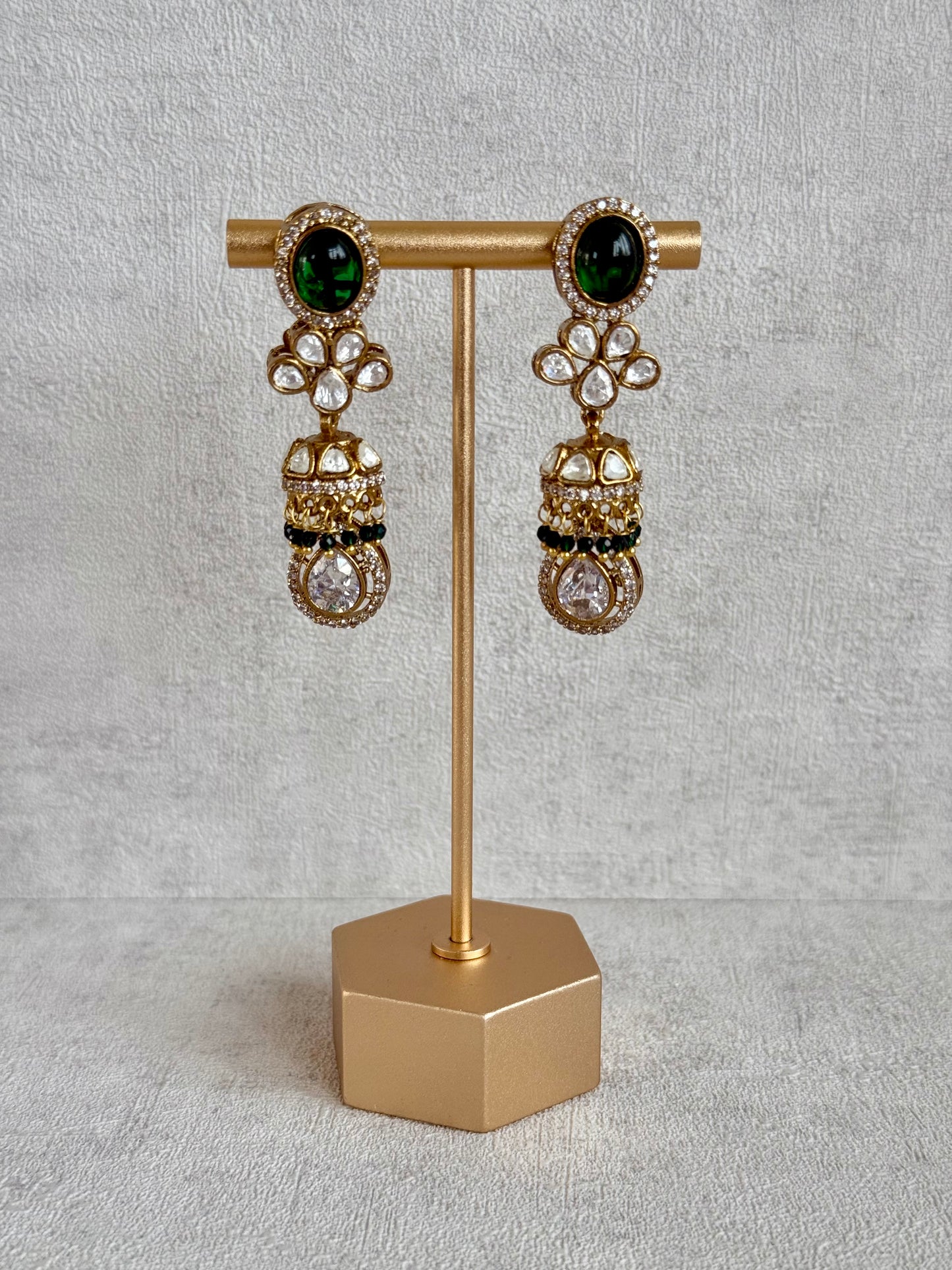Ayura Designs Imara Set with Necklace & Jhumkis – Multicolour Stones with Kundan Detailing & Crystal Drop