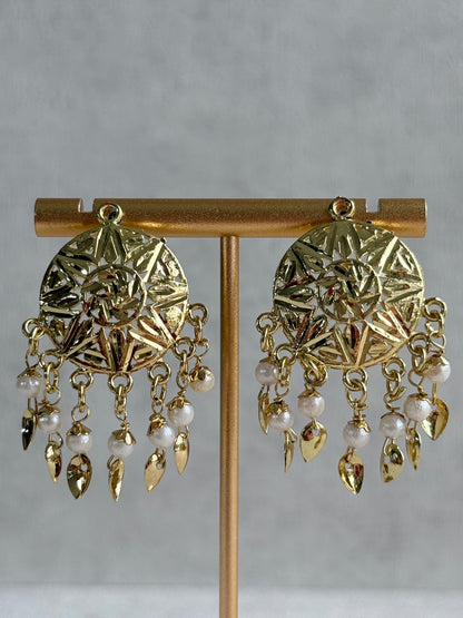 Ayura Designs Rupal Necklace Set with Earrings & Tikka – Gold Finish with Pearls & Pippal Patti Detailing