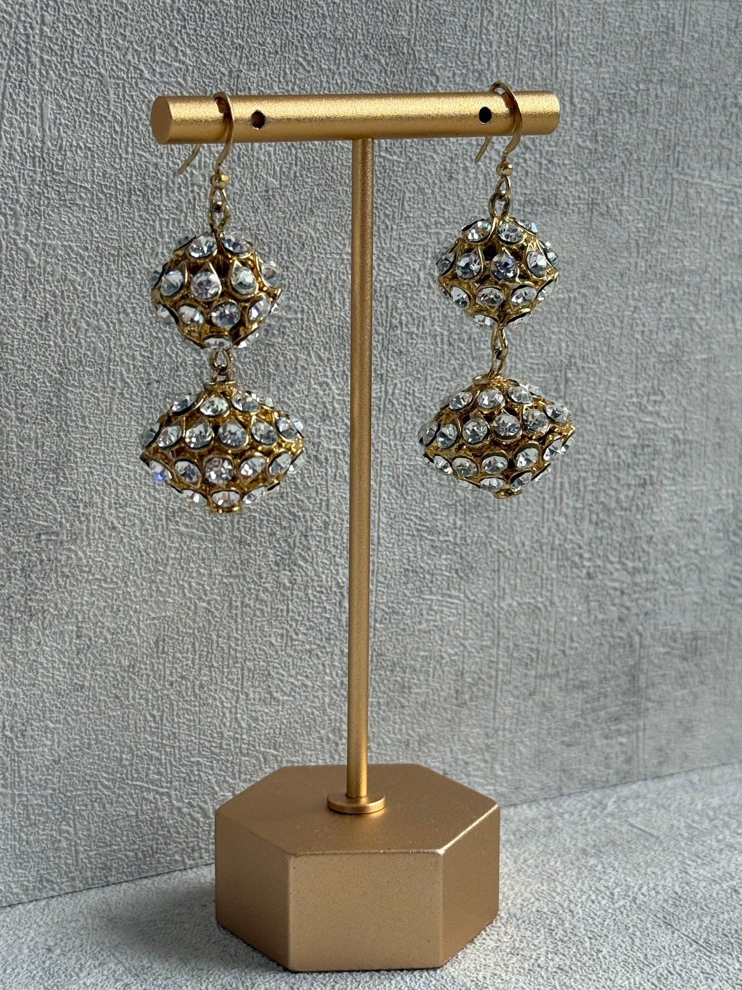 Ayura Designs Anisa Jhumkis – Double Dome Jhumkis with Mirror-Cut Stones & Antique Gold Finish