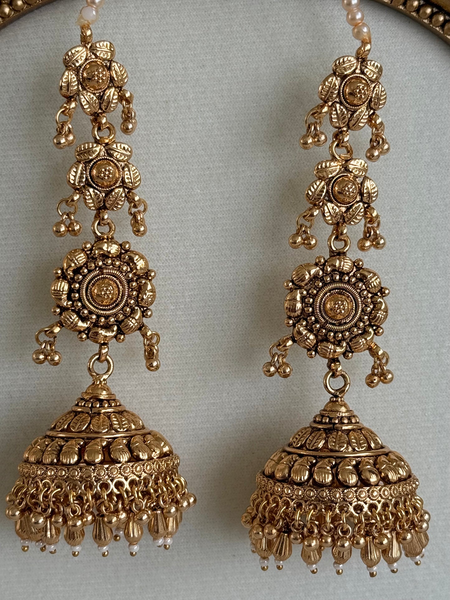 Ayura Designs Amani Sahare Jhumkis – Antique Gold Finish