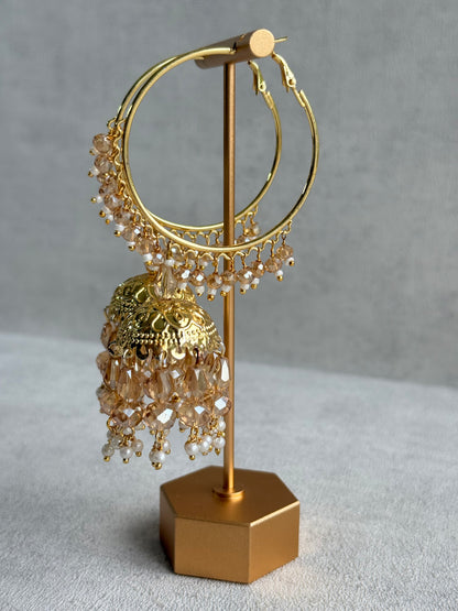 Ayura Designs Surbhi Balis – Champagne Crystals & Pearls in Gold Finish
