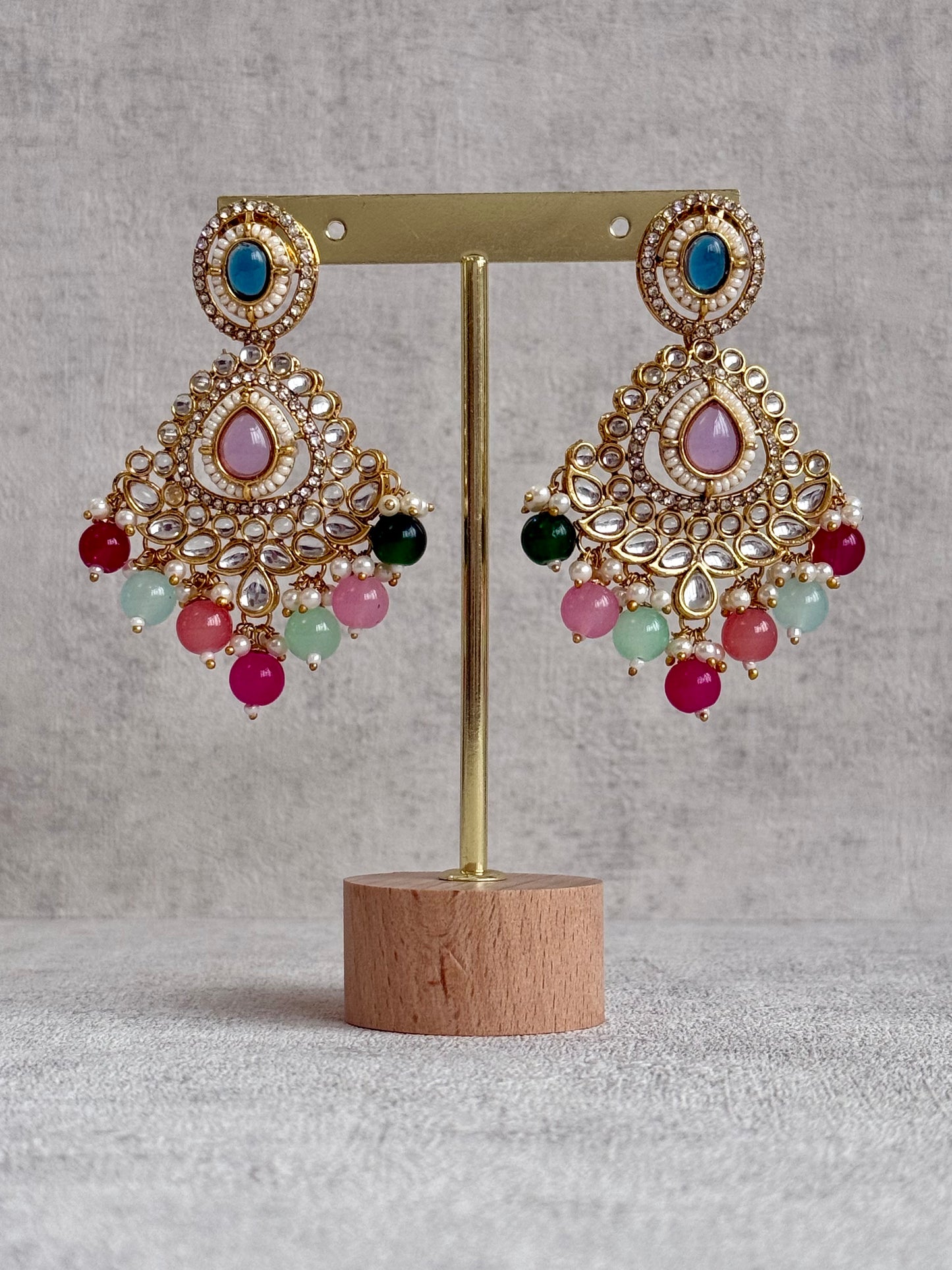 Ayura Designs Janvi Set with Necklace, Earrings & Tikka – Kundan Detailing, Multicolour Beads & Pearl Drops