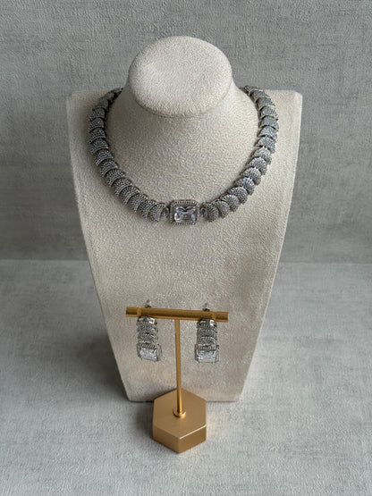 Ayura Designs Arabella Set – Silver Necklace & Earrings with Moissanite Stones