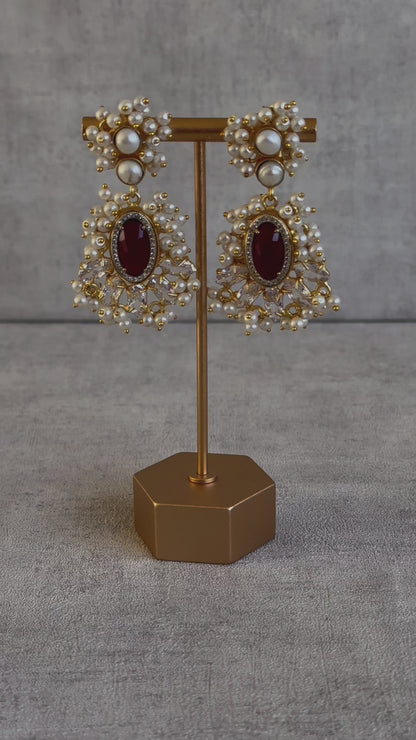 Ayura Designs Seraphina Earrings – Ruby, Pearls & Crystals